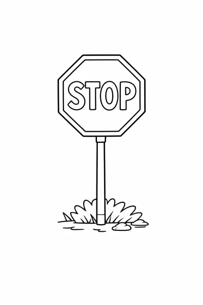 Пътен Знак СТОП – Оцветяване за Деца | Оцветяване на Пътни Знаци