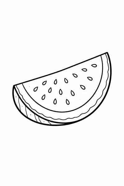 Лесна картинка за оцветяване с диня за деца (семпъл дизайн на резен диня за принтиране)