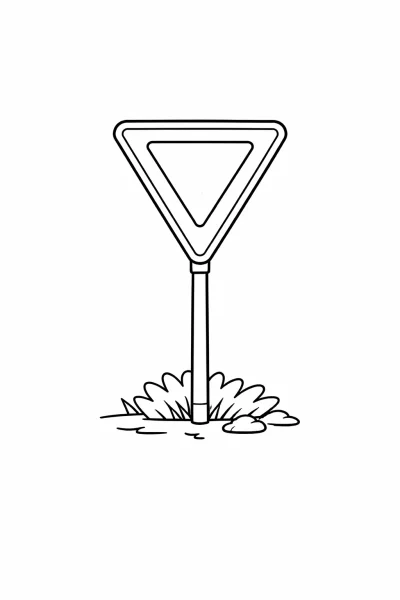 Знак за отстъпване на предимство – Страница за оцветяване за деца | Страница за оцветяване на пътни знаци