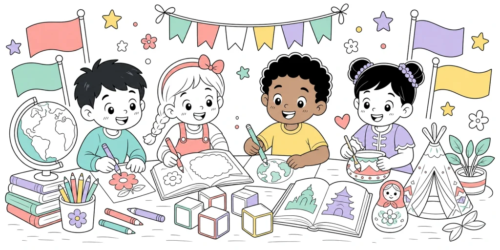 Alphabet & Culture Coloring Pages - Free Printable Learning Pages for Kids