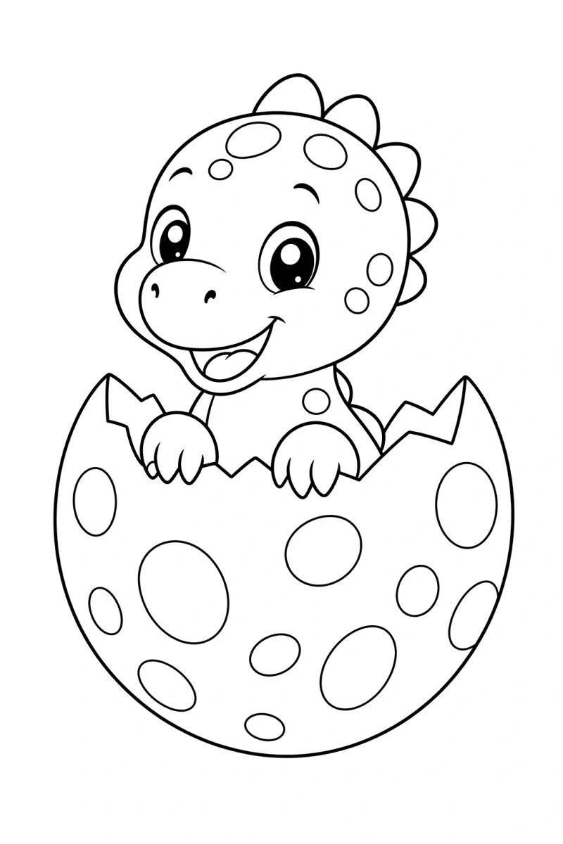 Baby Dinosaur Hatching Coloring Page for Kids