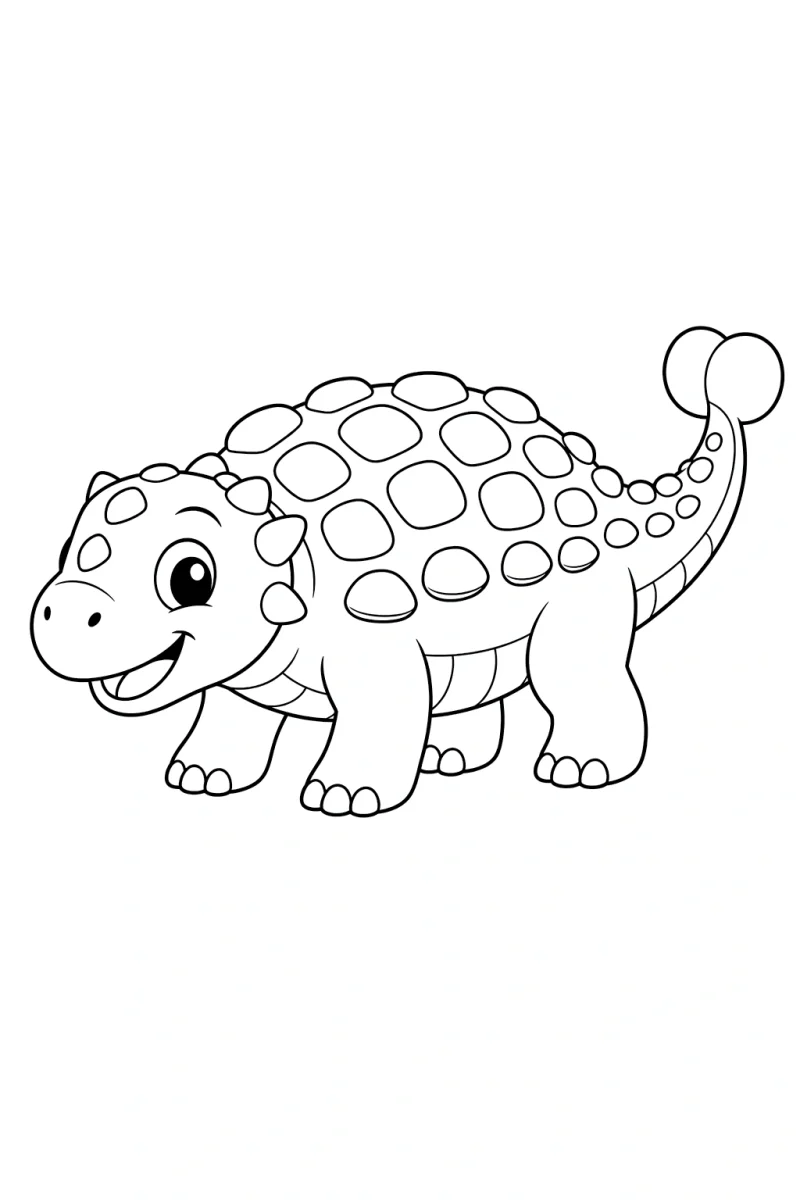 Cute Ankylosaurus Dinosaur Coloring Page for Kids