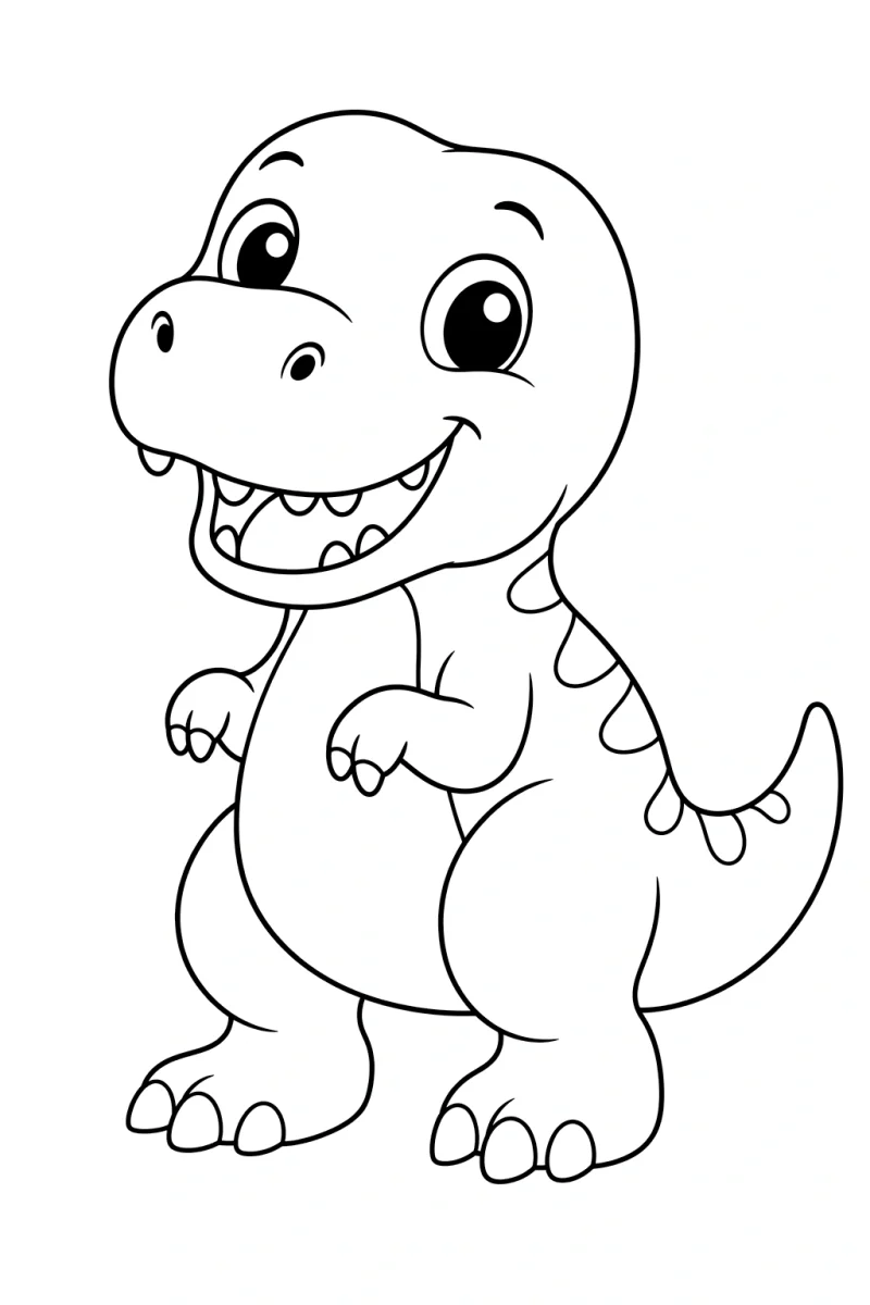 Niedliches Ausmalbild Baby-Dinosaurier für Kinder