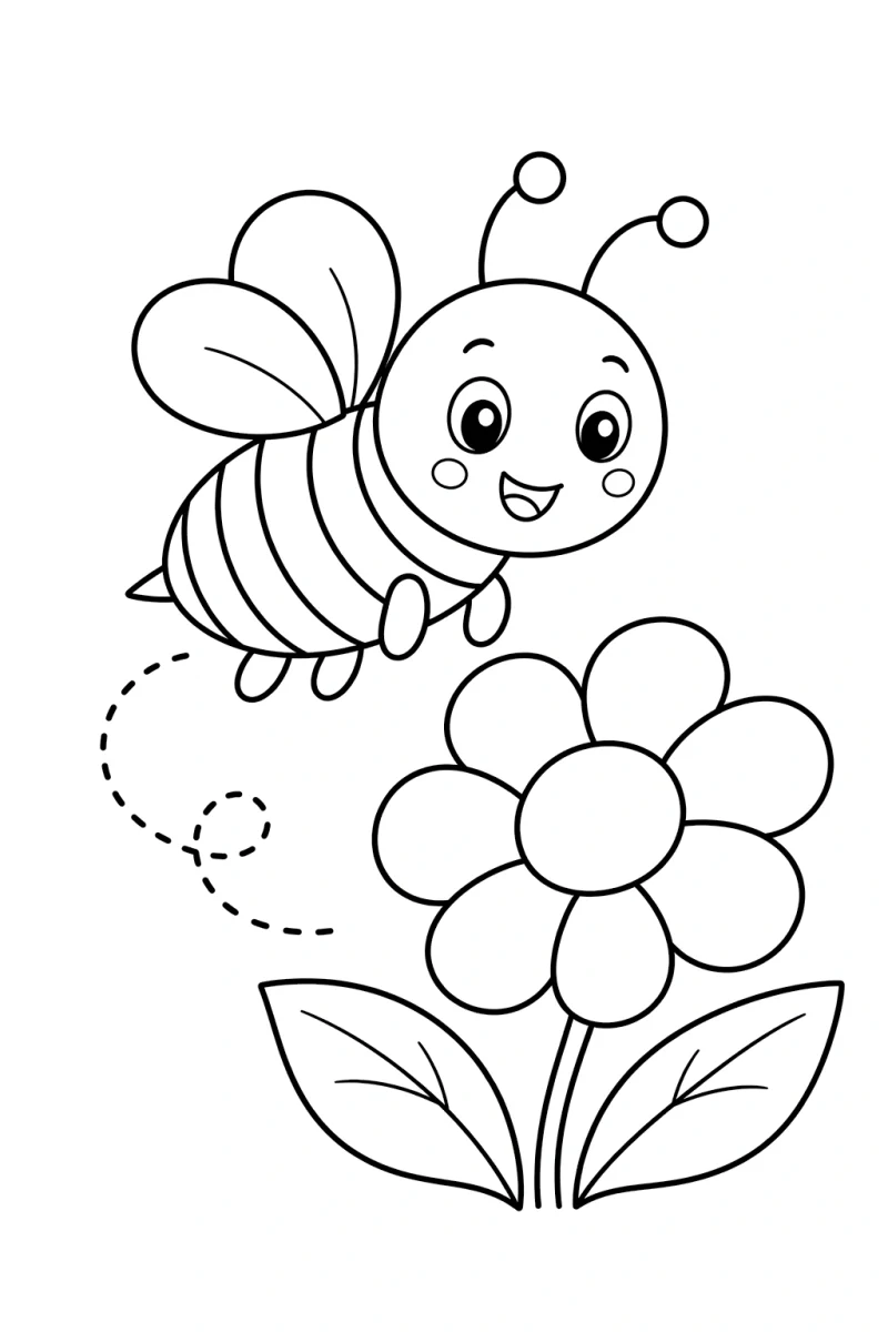 Dibujo de abeja para colorear para niños - imprimible gratis de insecto del jardín