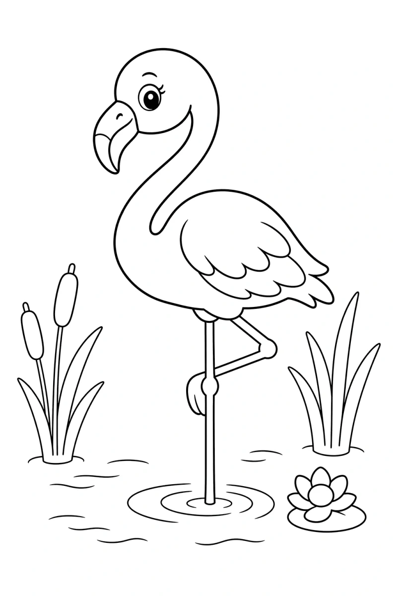 Dibujo de flamenco para colorear para niños - imprimible gratis