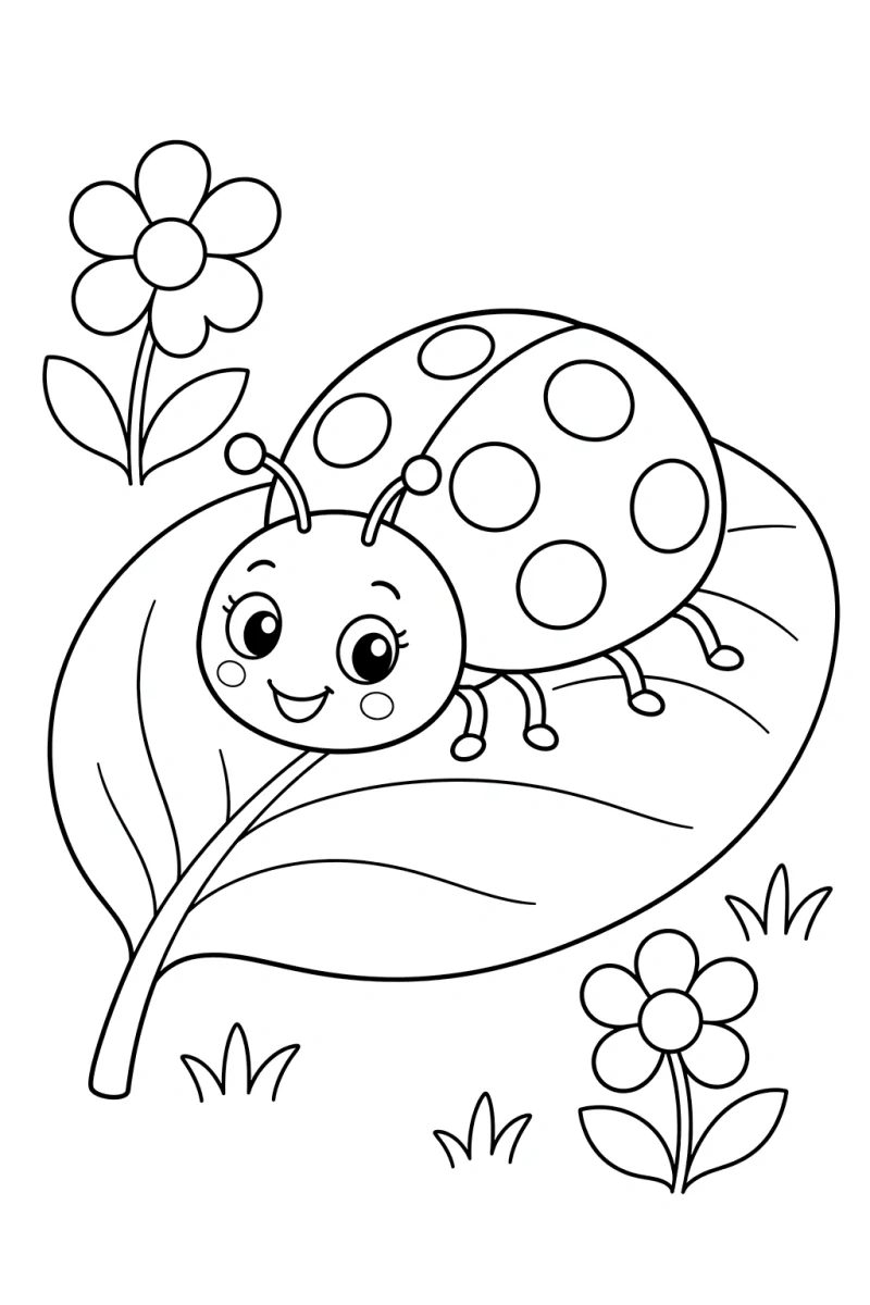 Cute Ladybug Coloring Page for Kids - Free Printable Garden Bug Picture