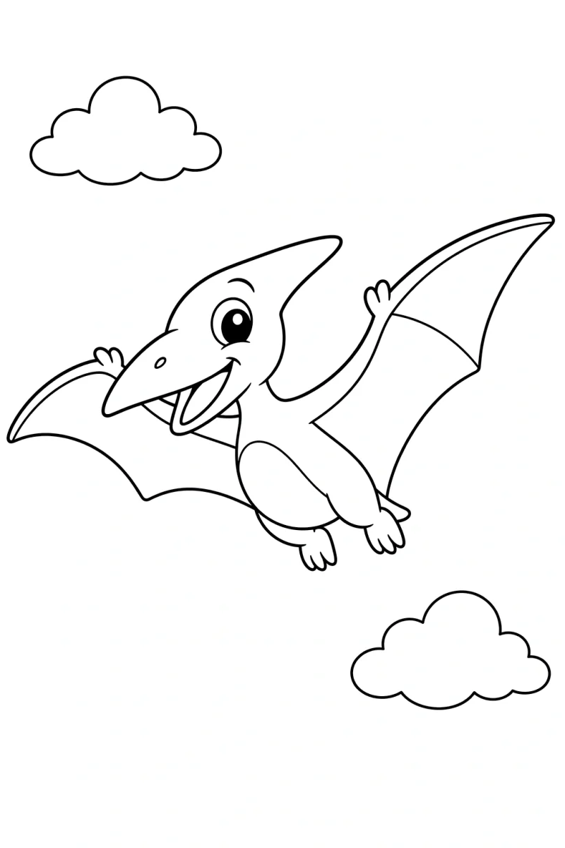 Cute Pterodactyl Coloring Page for Kids