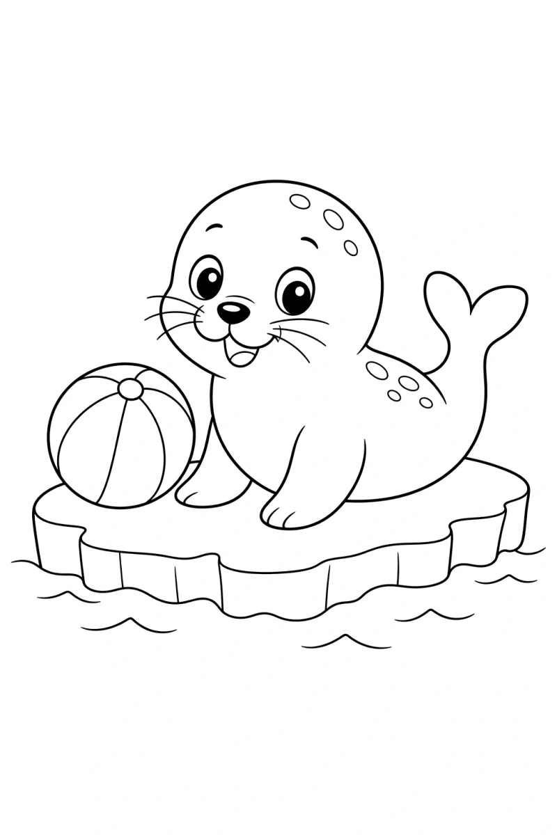 Cute Seal Coloring Page for Kids - Free Printable Ocean Animal Sheet