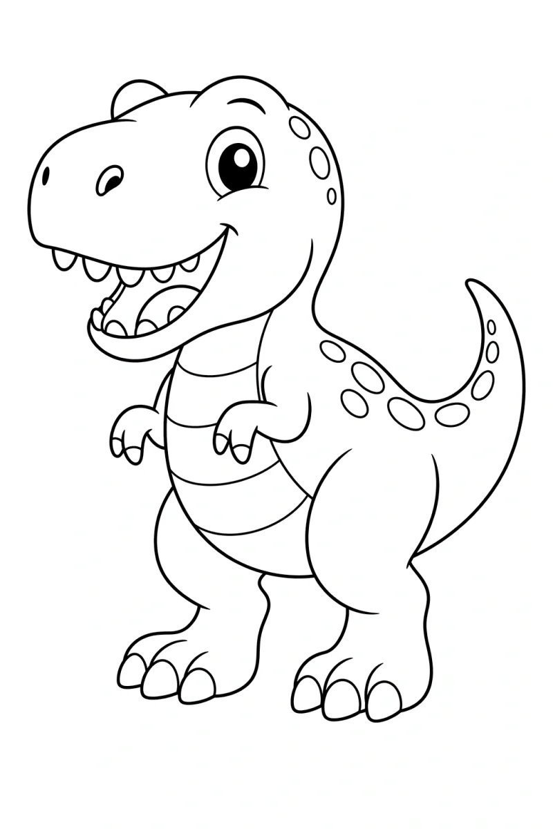Cute T-Rex Dinosaur Coloring Page for Kids