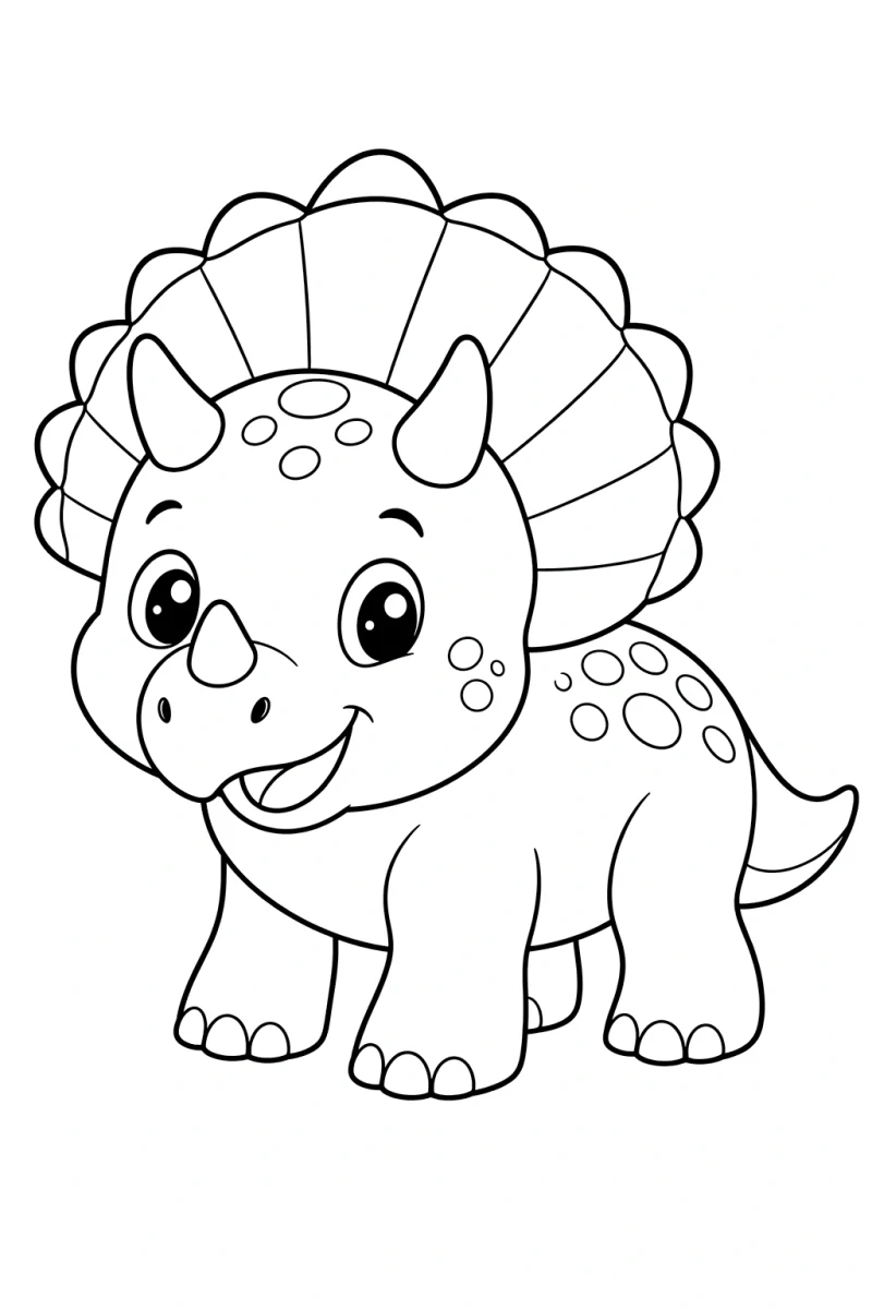 Niedliche Triceratops-Malvorlage für Kinder