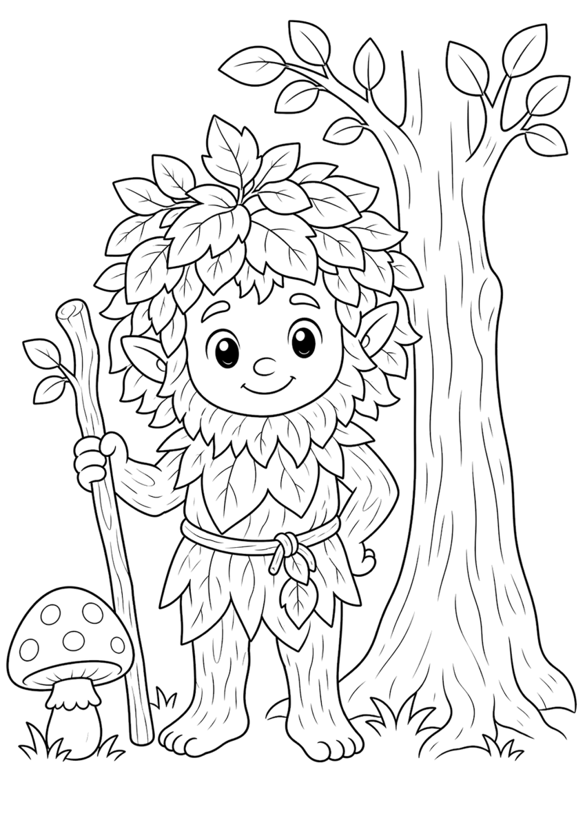 Leshy, spirito del bosco da colorare per bambini - gratis da stampare
