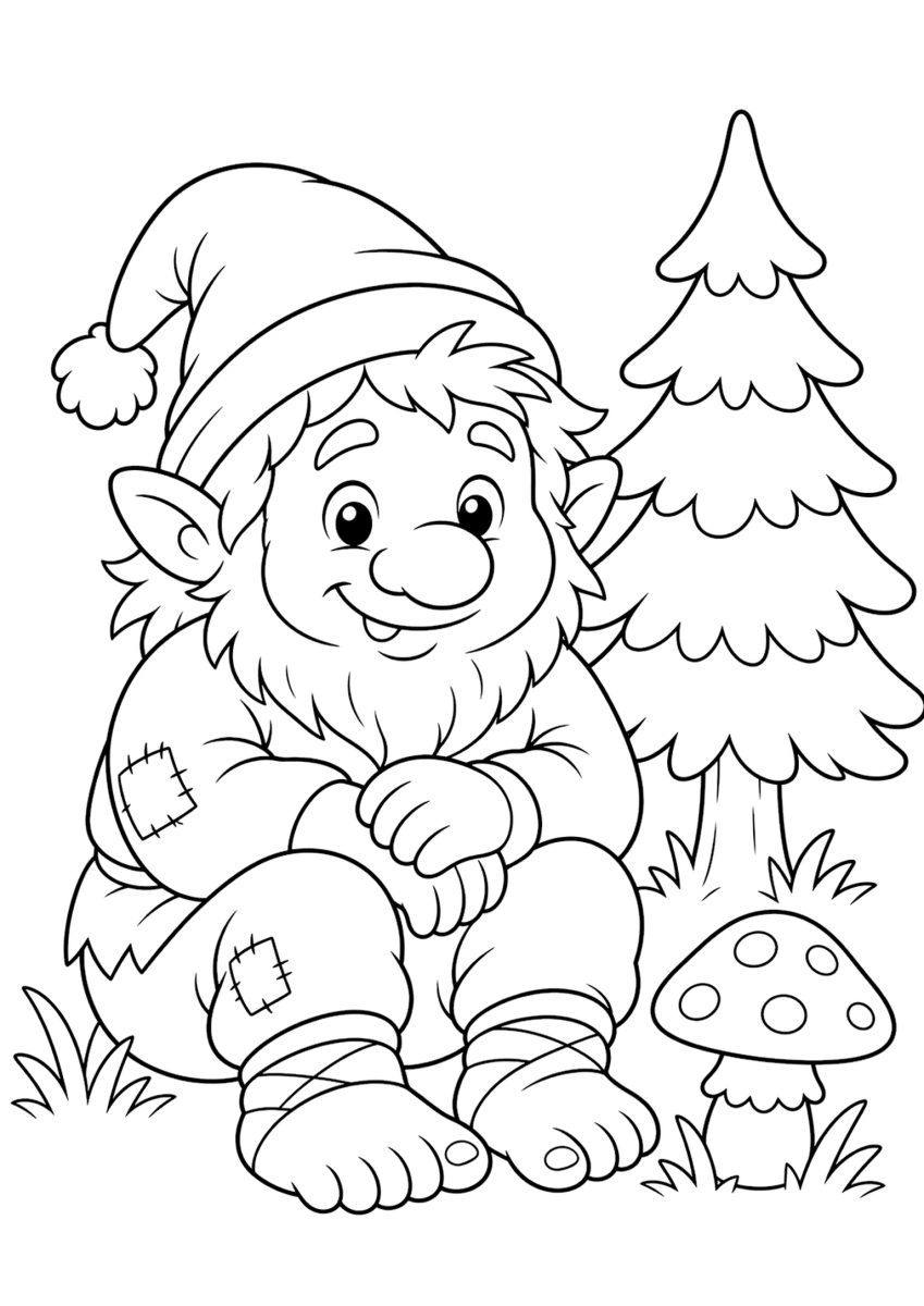 Troll nordico del bosco da colorare per bambini - gratis da stampare