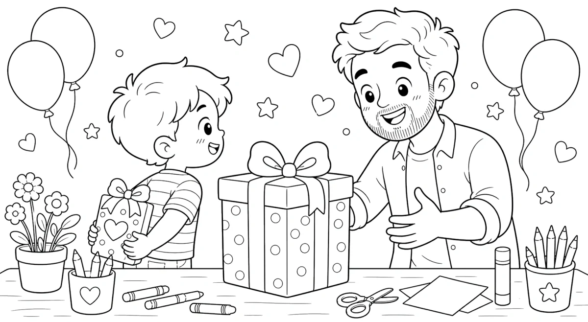 Father’s Day Gift Coloring Page for Kids for kids