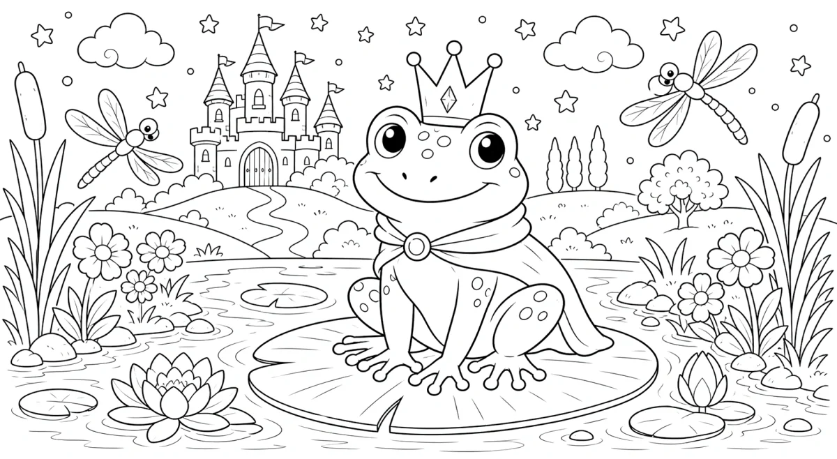 Disegno da colorare del Prinice Ranocchio per bambini