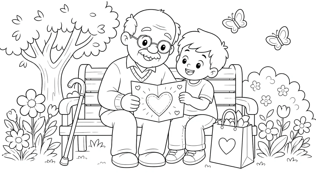 Grandpa Father’s Day Coloring Page for Kids for kids