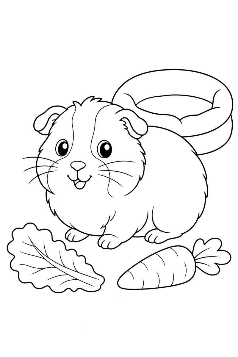 Guinea Pig Coloring Page for Kids - Free Printable Small Pet Picture