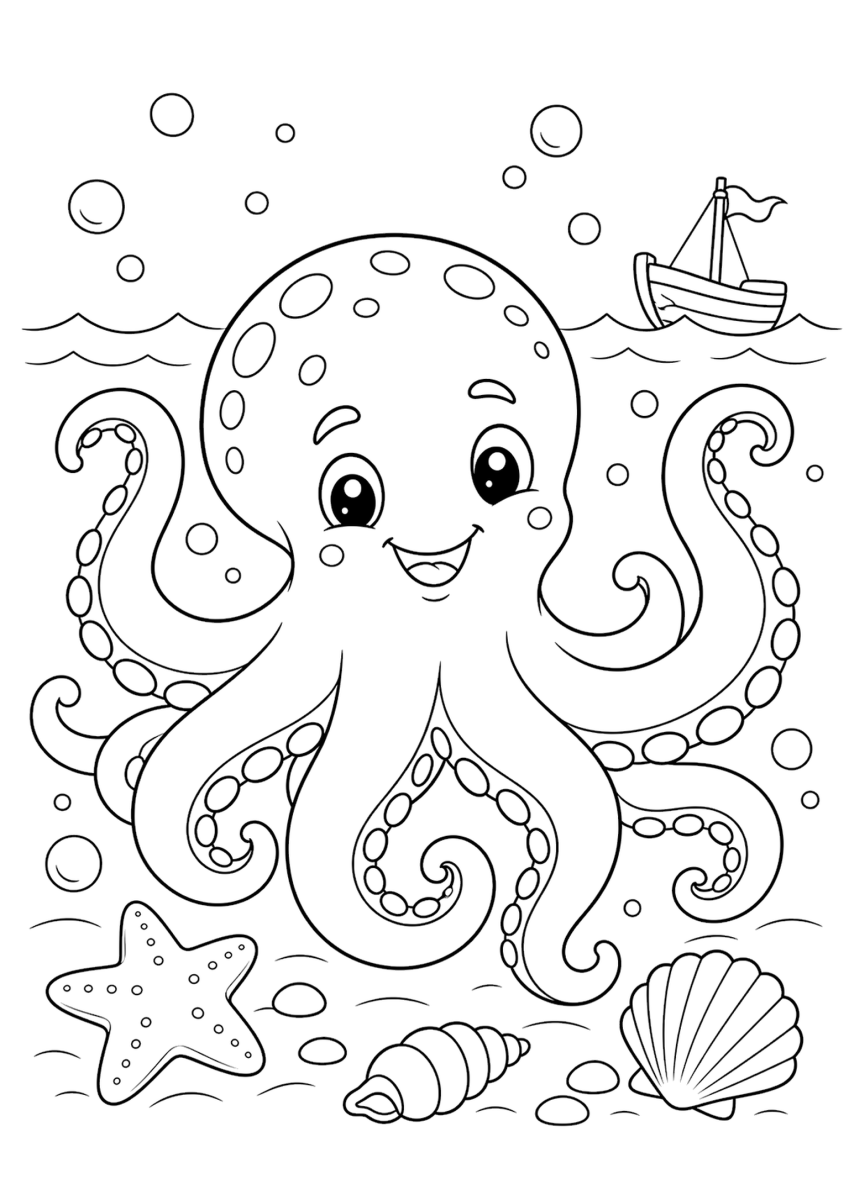 Dibujo de Kraken para colorear para niños - gratis para imprimir