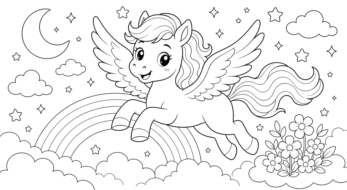 Pegasus Coloring Page for Kids for kids