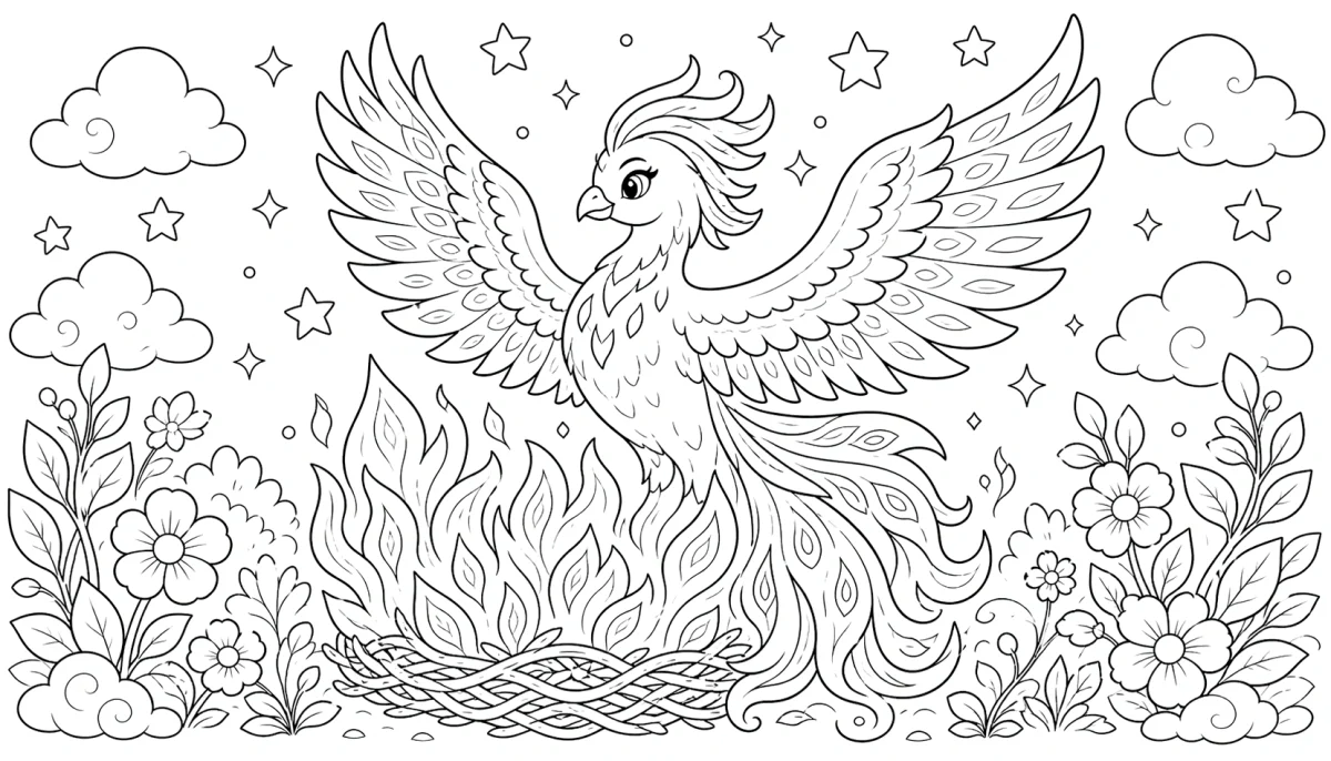 Disegno del Fenice da Colorare per bambini
