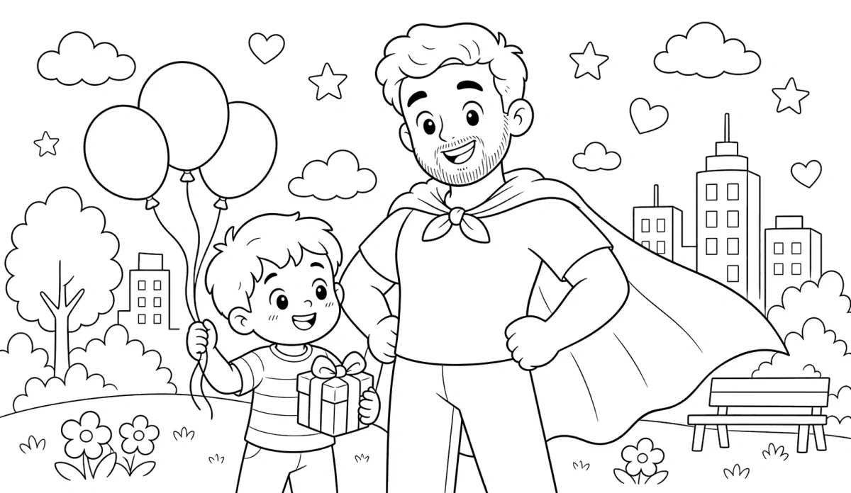 Super Dad Coloring Page for Kids for kids