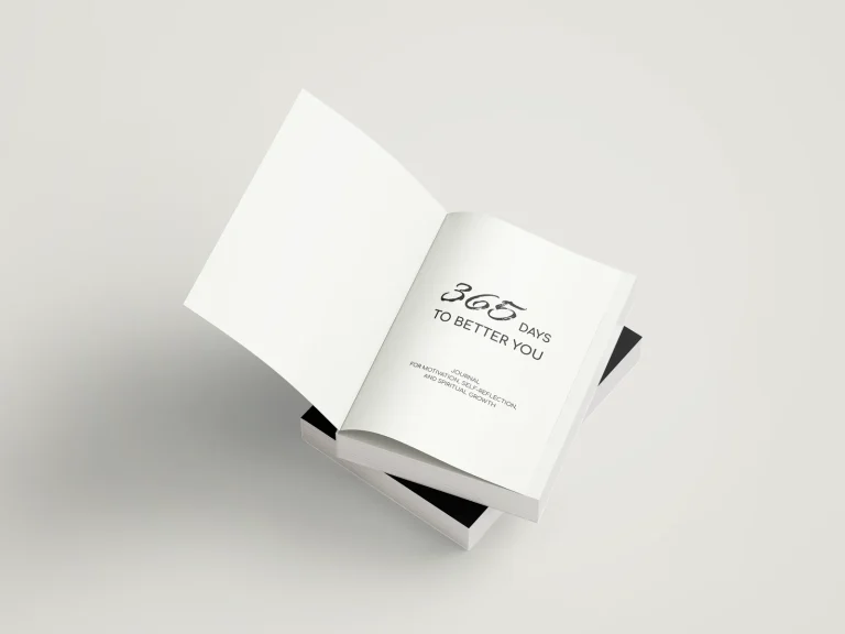 Standing softcover mockup of the 365 Days to Better You Journal.