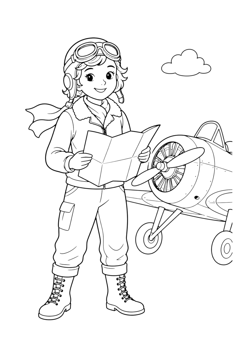 Amelia Earhart Ausmalbild