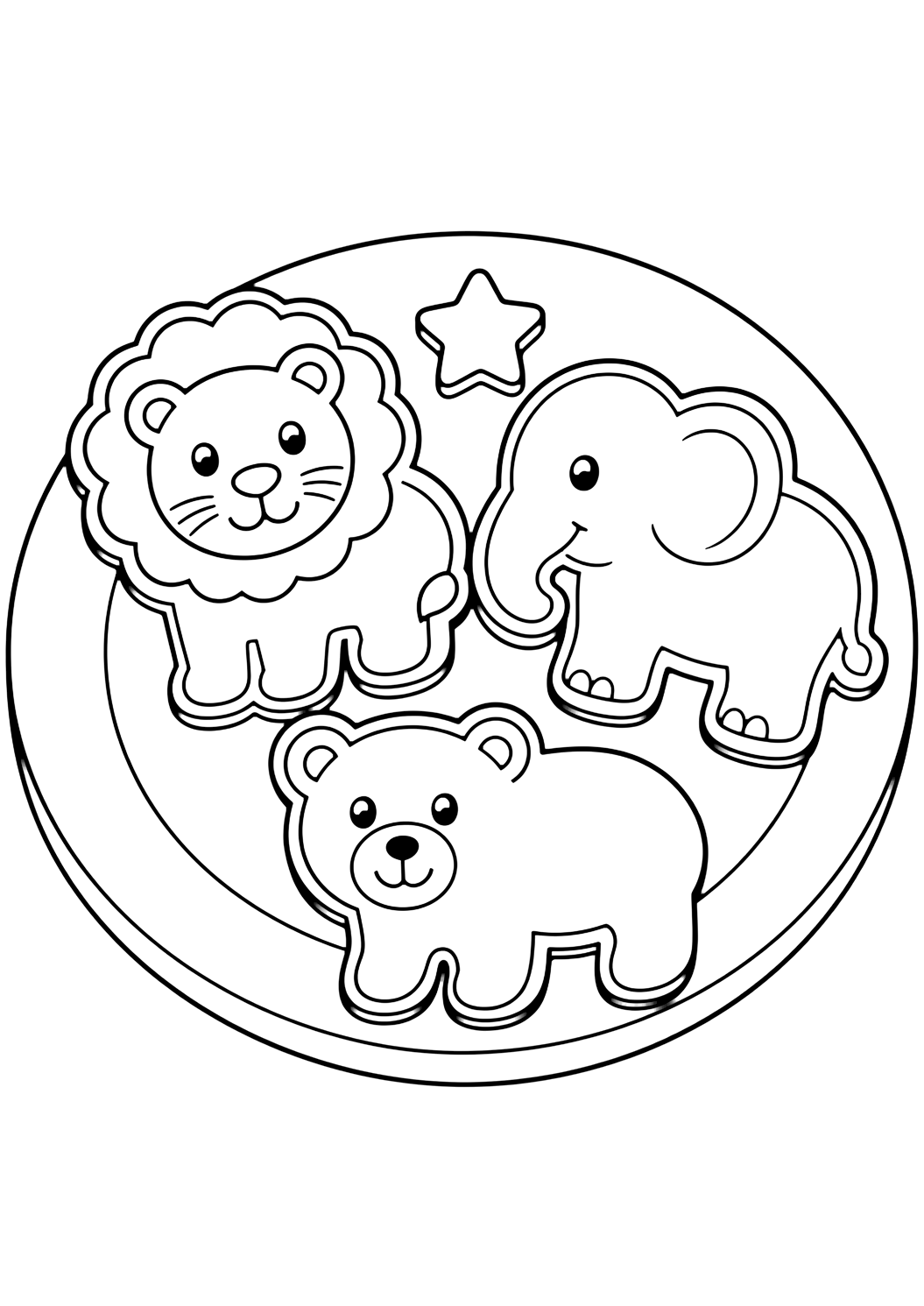 Tierkekse - Ausmalbild für Kinder