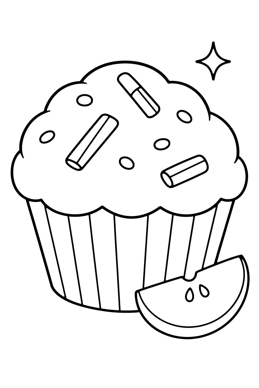 Muffin alla mela e alla cannella - disegno da colorare per bambini