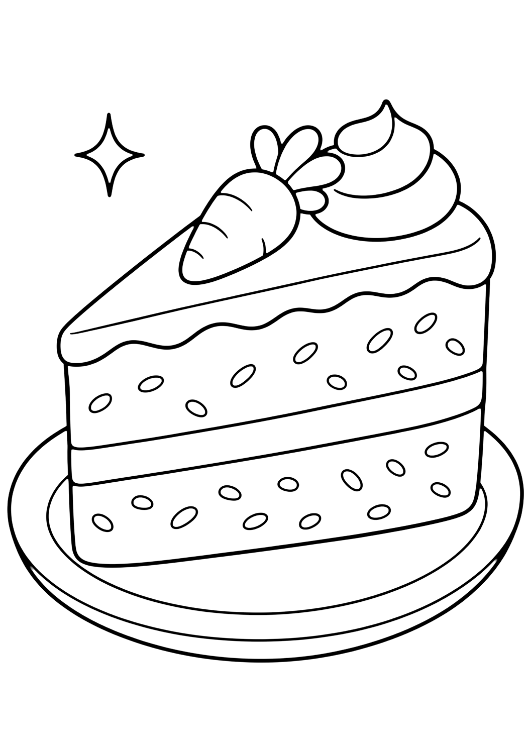Stück Karottenkuchen - Ausmalbild für Kinder