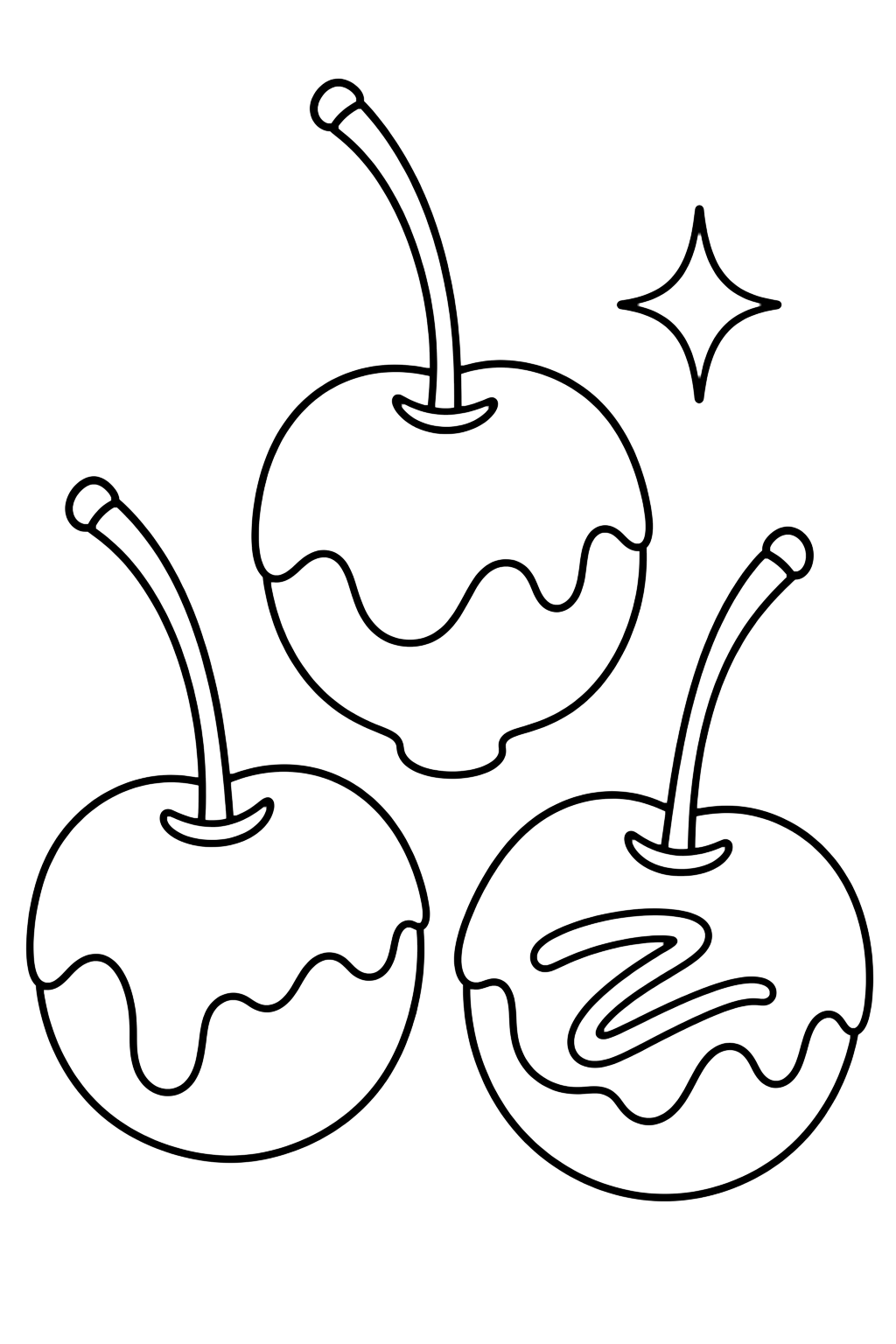 Ciliegie ricoperte di cioccolato - disegno da colorare per bambini