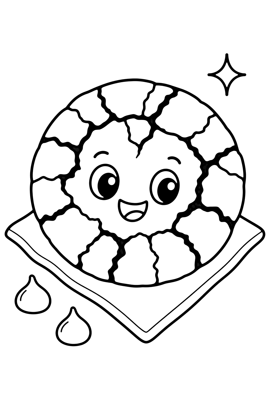 Schokoladen-Crinkle-Keks - Ausmalbild für Kinder