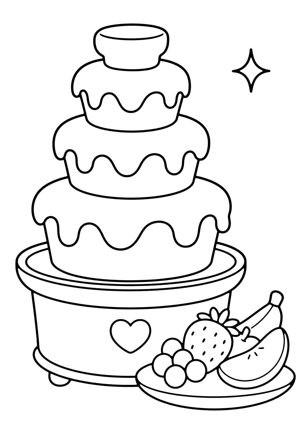 Fuente de chocolate - dibujo para colorear para niños