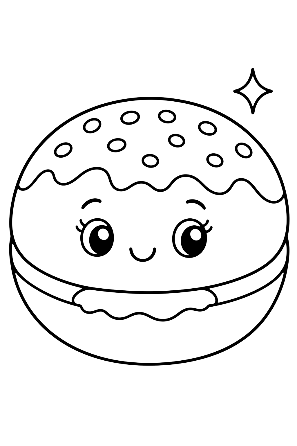 Donut mit Cremefüllung - Ausmalbild für Kinder