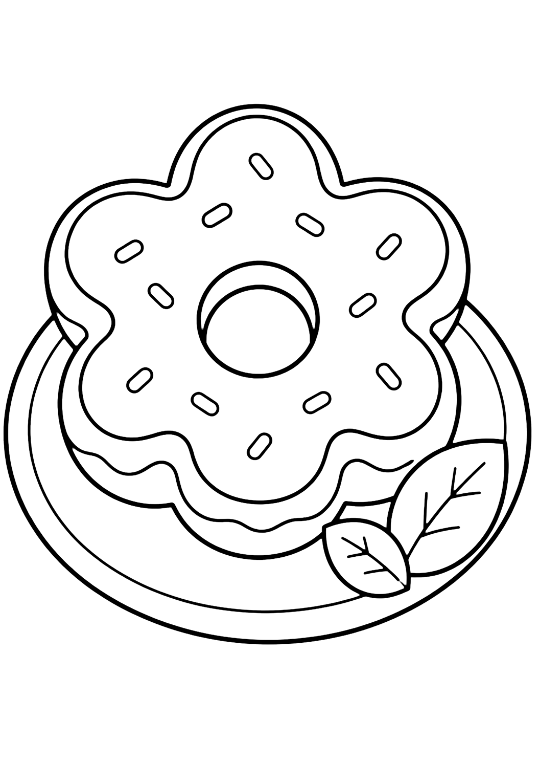 Blumen-Donut - Ausmalbild für Kinder