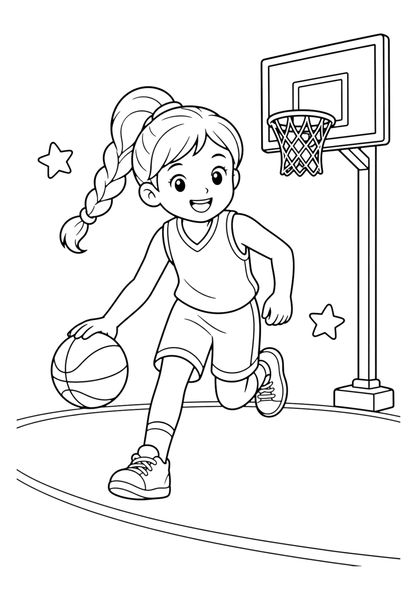 Giocatrice di basket da colorare