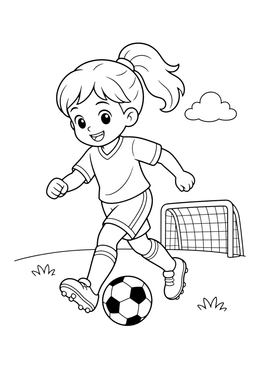 Calciatrice da colorare