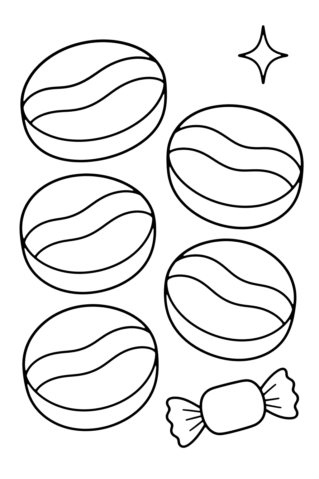 Hartbonbons - Ausmalbild für Kinder