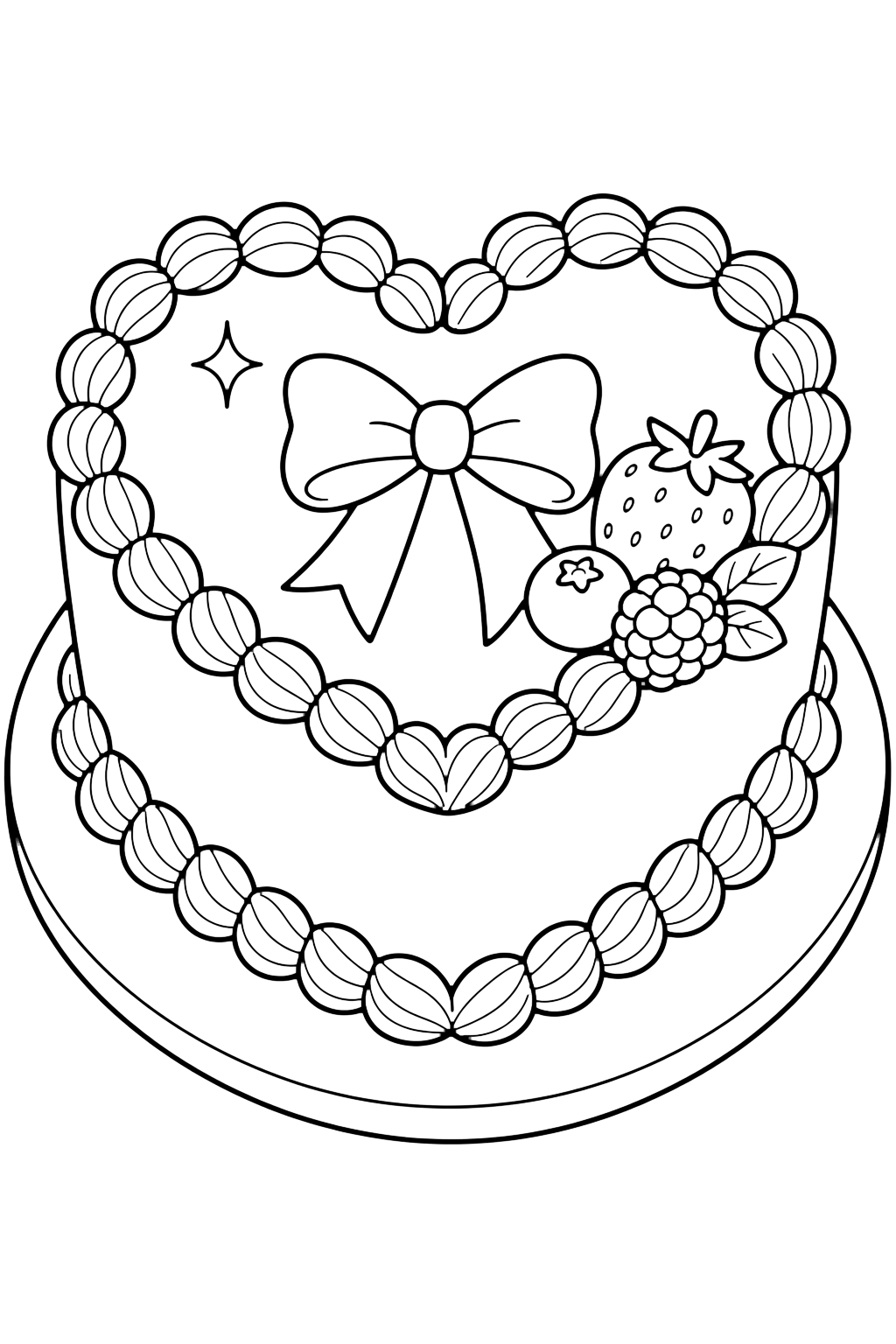 Herztorte - Ausmalbild für Kinder