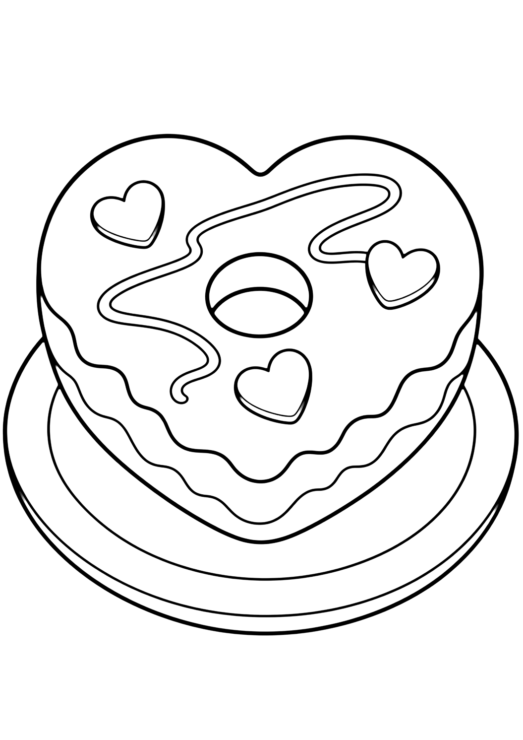 Donut a forma di cuore - disegno da colorare per bambini