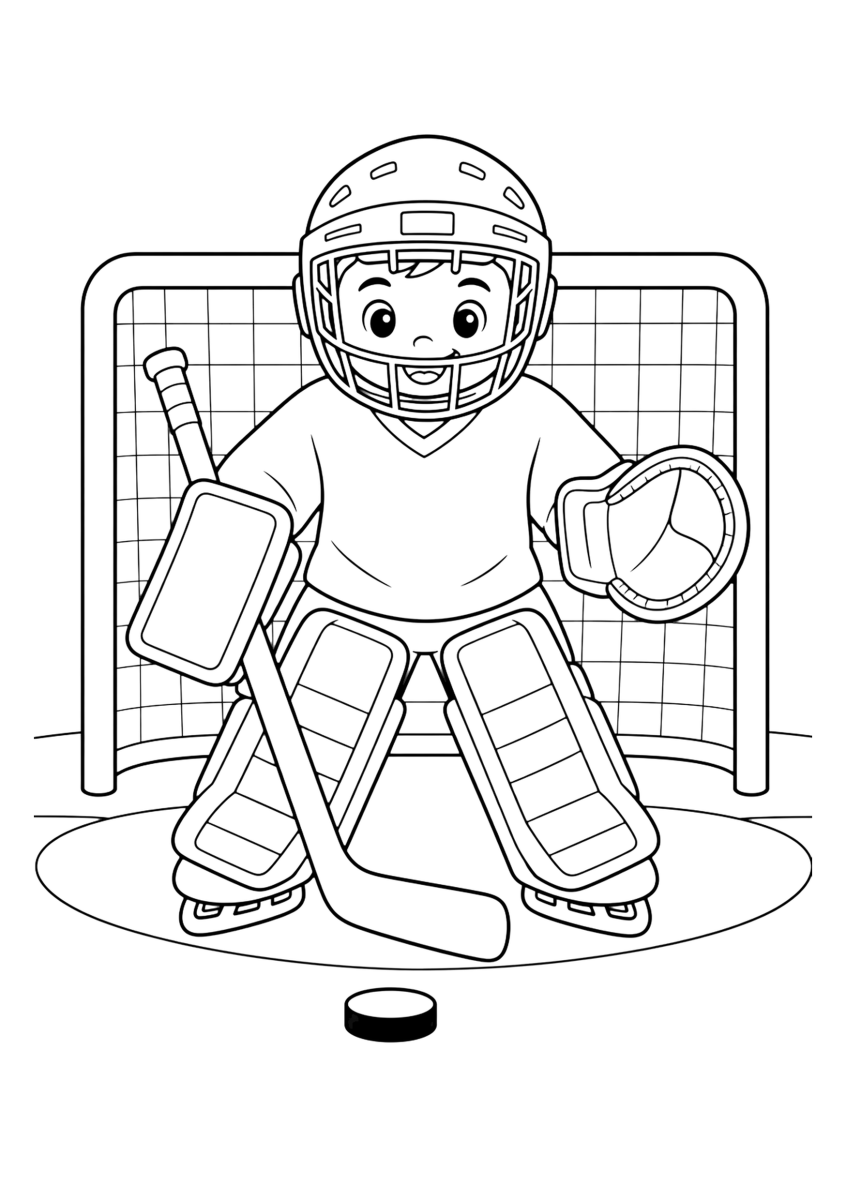 Portiere di hockey da colorare