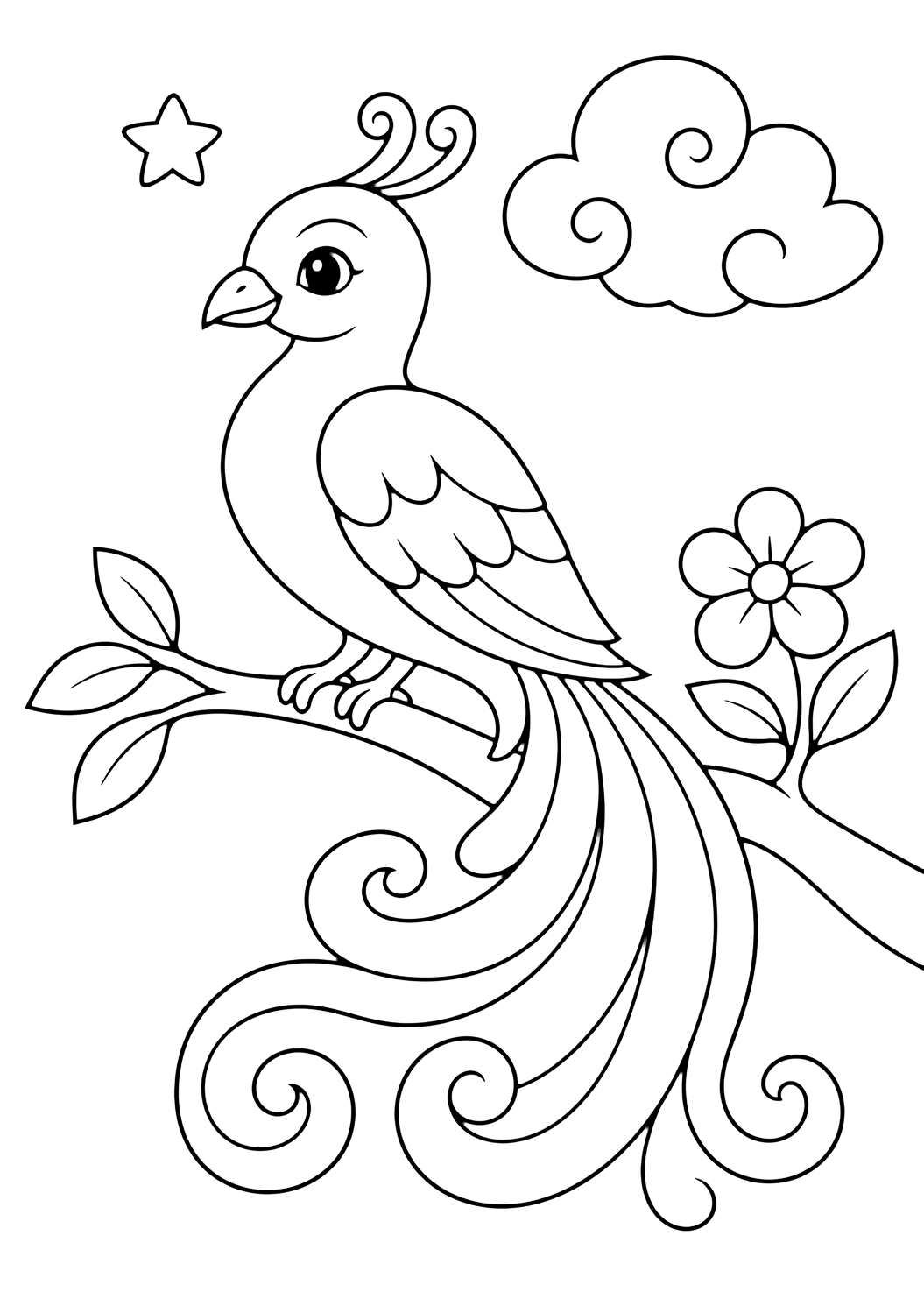 Kalavinka, uccello canterino - disegno da colorare per bambini
