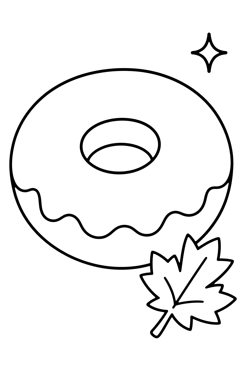 Ahorn-Donut mit Glasur - Ausmalbild für Kinder