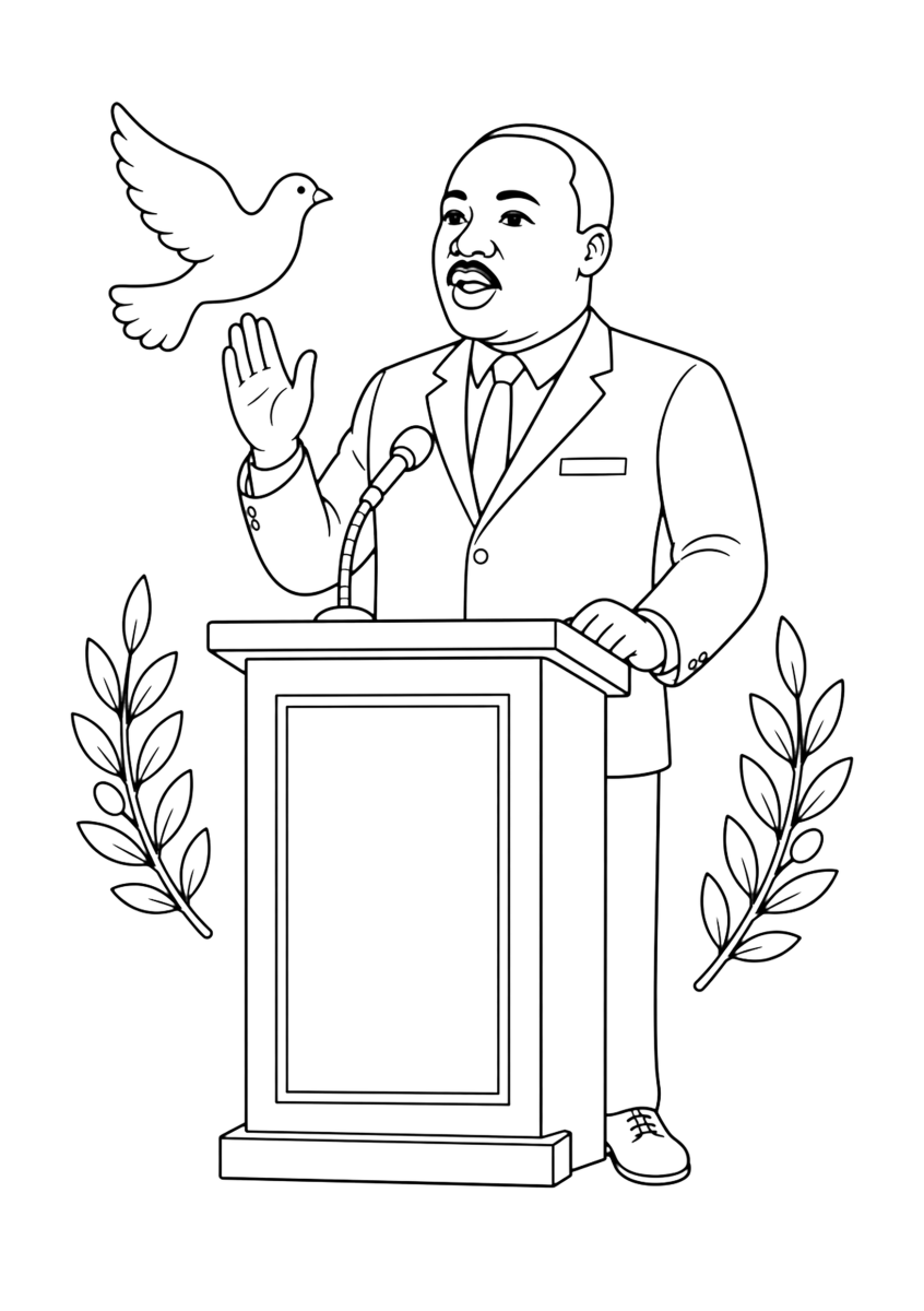 Martin Luther King Jr. da colorare