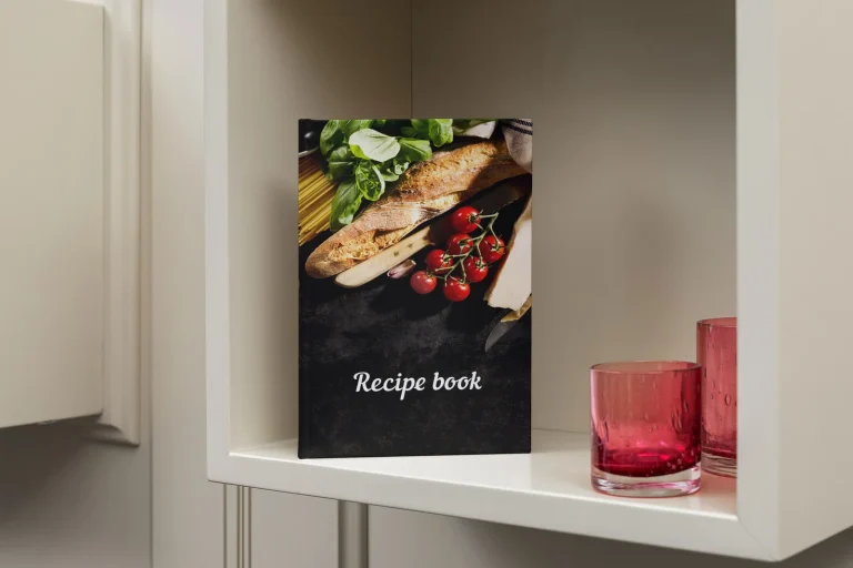 Premium Family Recipe Journal hardcover edition displayed on a shelf.