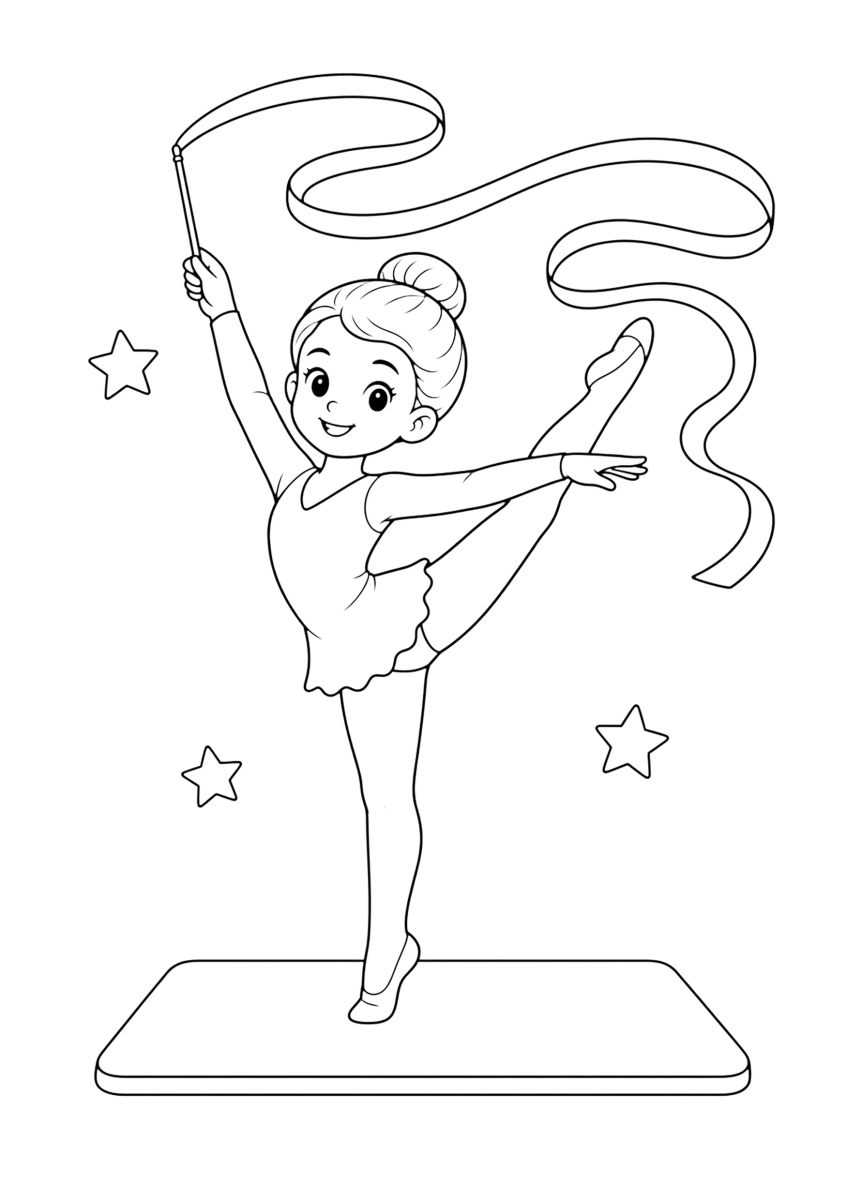 Ginnasta ritmica da colorare