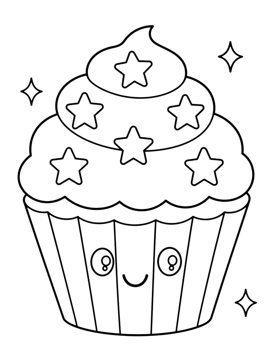 coloriage Cupcake souriant