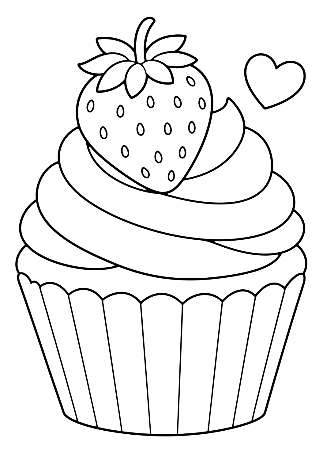 Cupcake à la fraise - coloriage pour enfants
