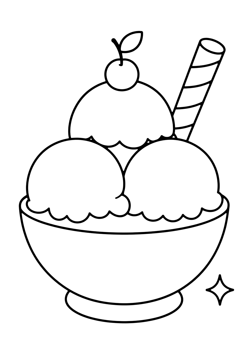 Bol de glace à trois boules - coloriage pour enfants