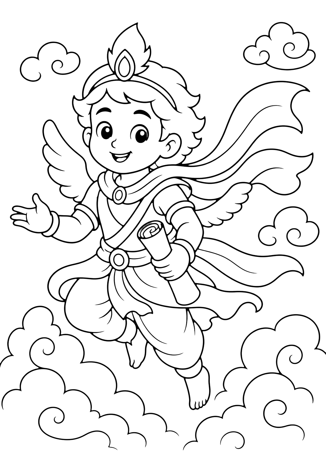 Vidyadhara, viaggiatore del cielo - disegno da colorare per bambini