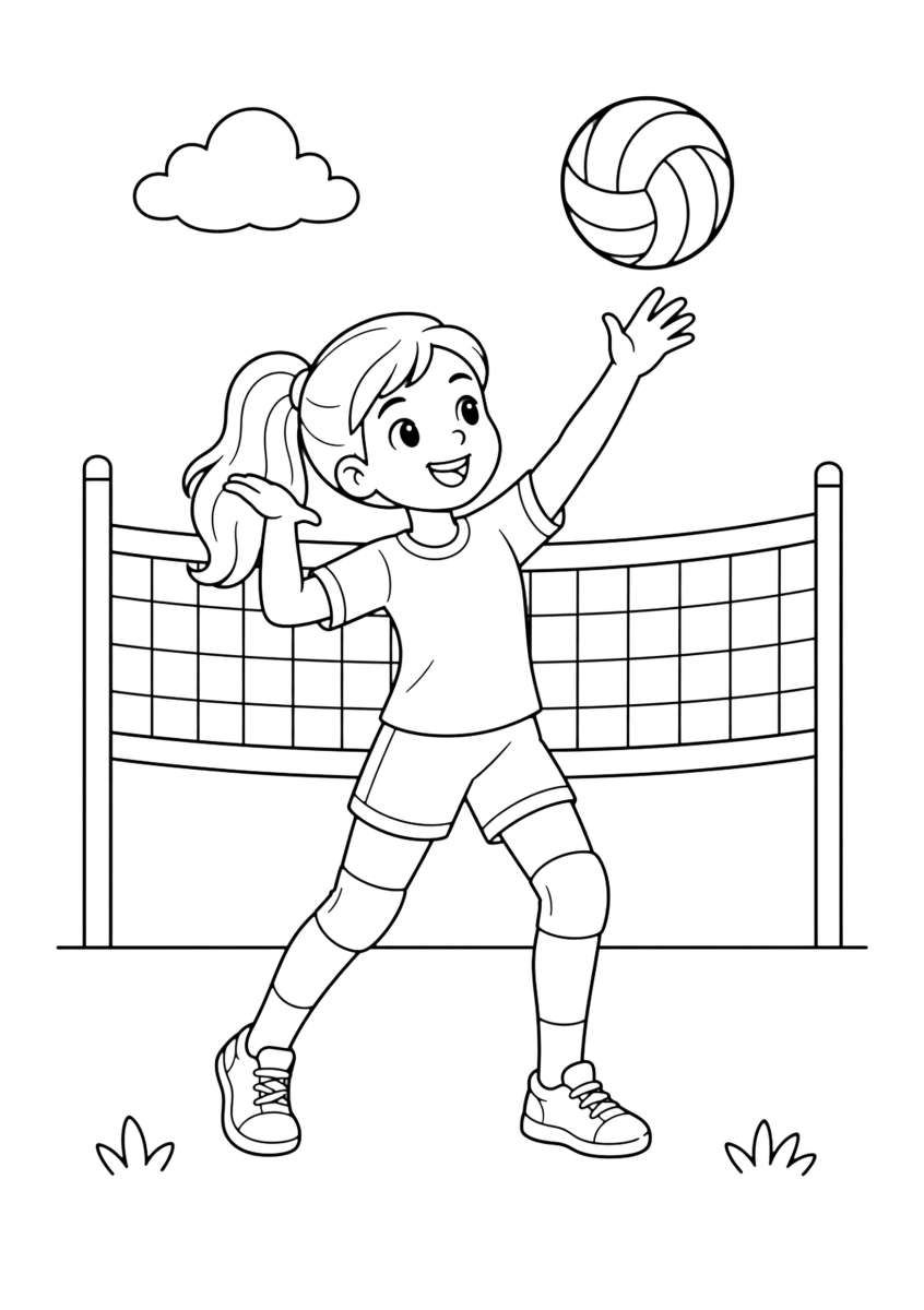 Giocatore di pallavolo da colorare
